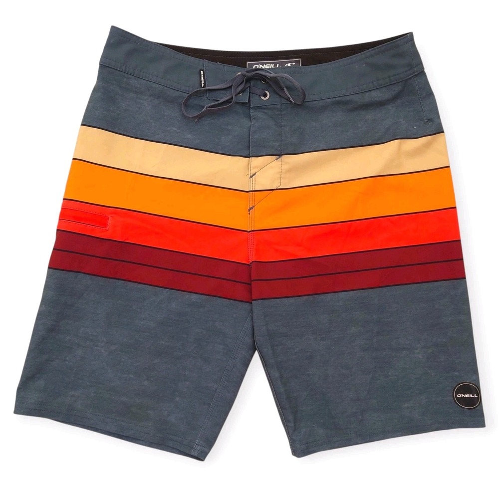 O'Neill HyperFreak Mens 28 Board Shorts Multicolored Striped SP0106012 EUC